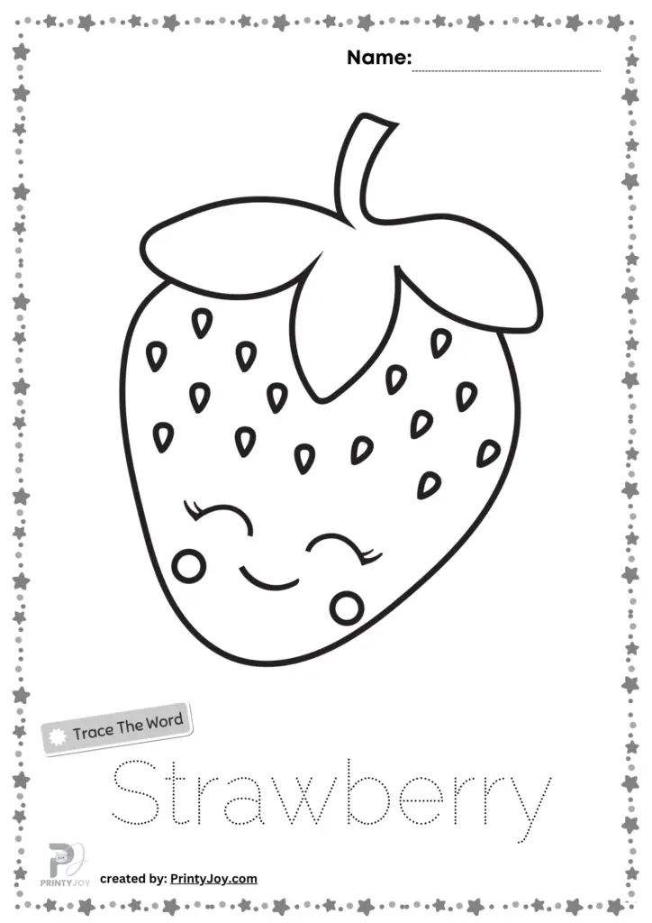 Strawberry Coloring Page Free, Fruits Tracing And Coloring Pages