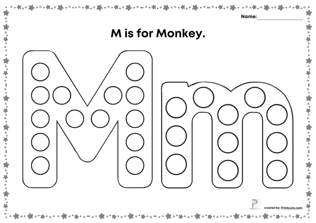 Dot marker letter M worksheets pdf
