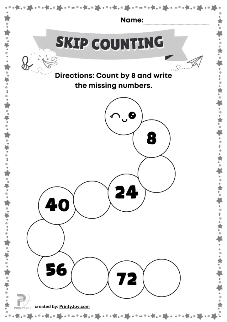 Skip counting by 8 free worksheets
