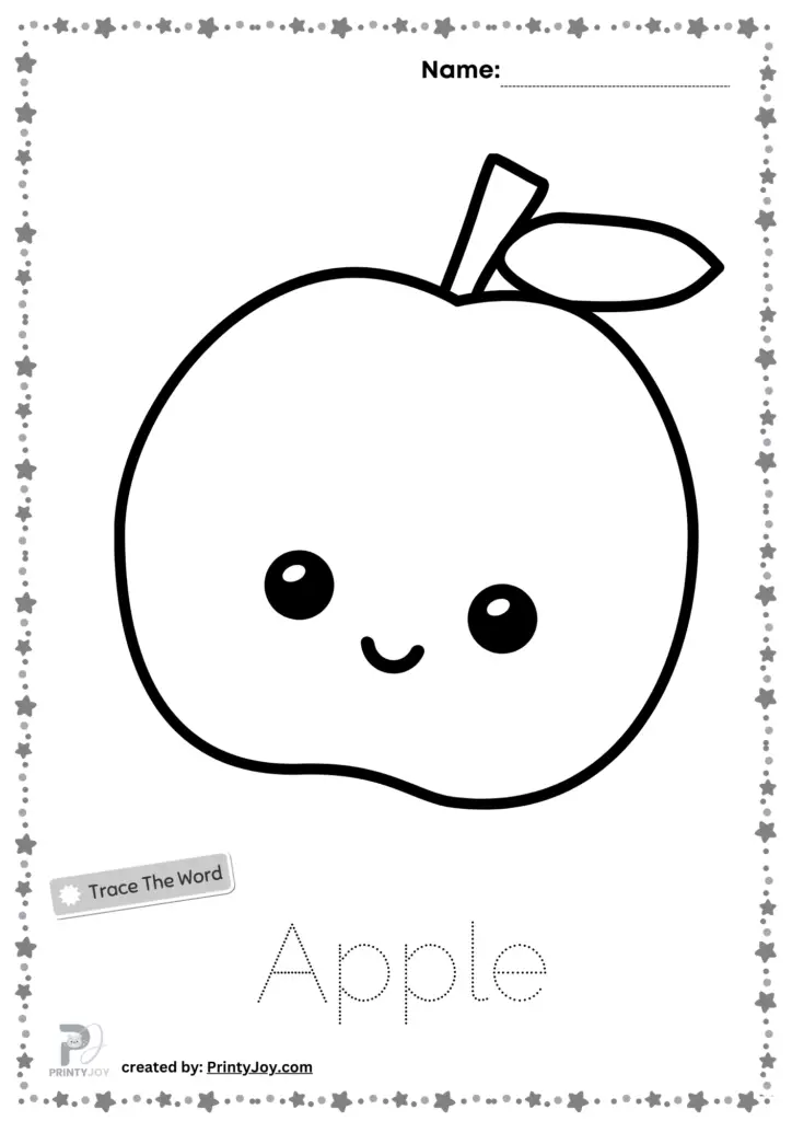 Apple Coloring Page Free, Fruits Tracing And Coloring Pages
