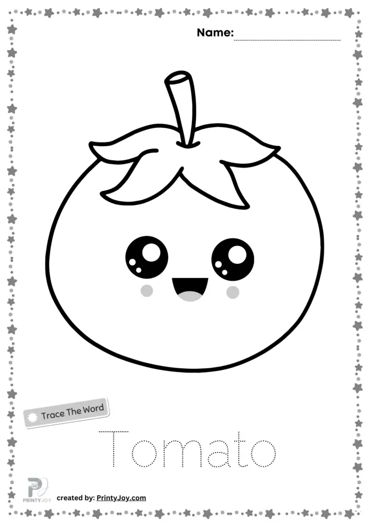 Tomato Coloring Page Free, Vegetables Tracing And Coloring Pages
