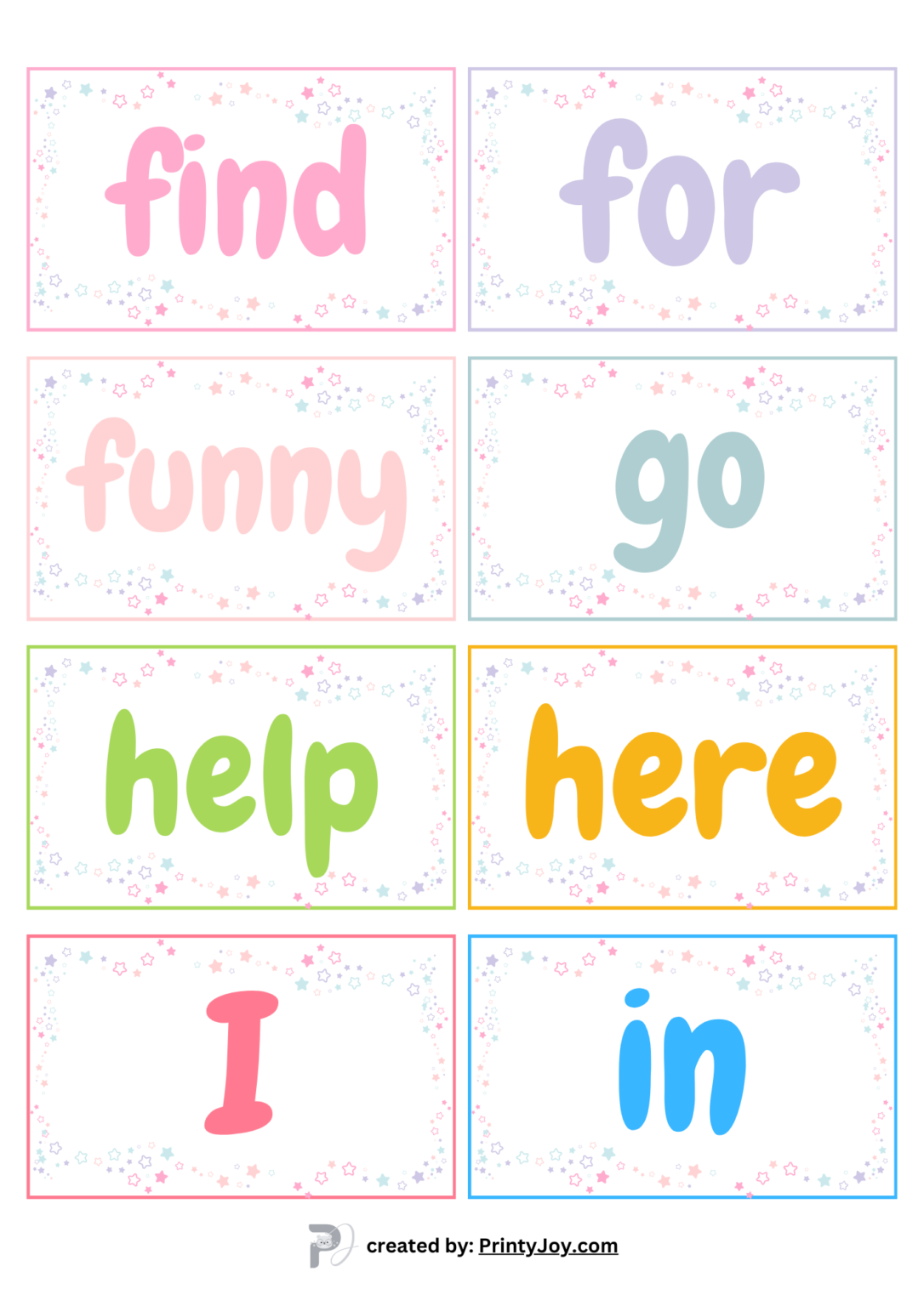 Pre Primer Sight Words FlashCards PDF