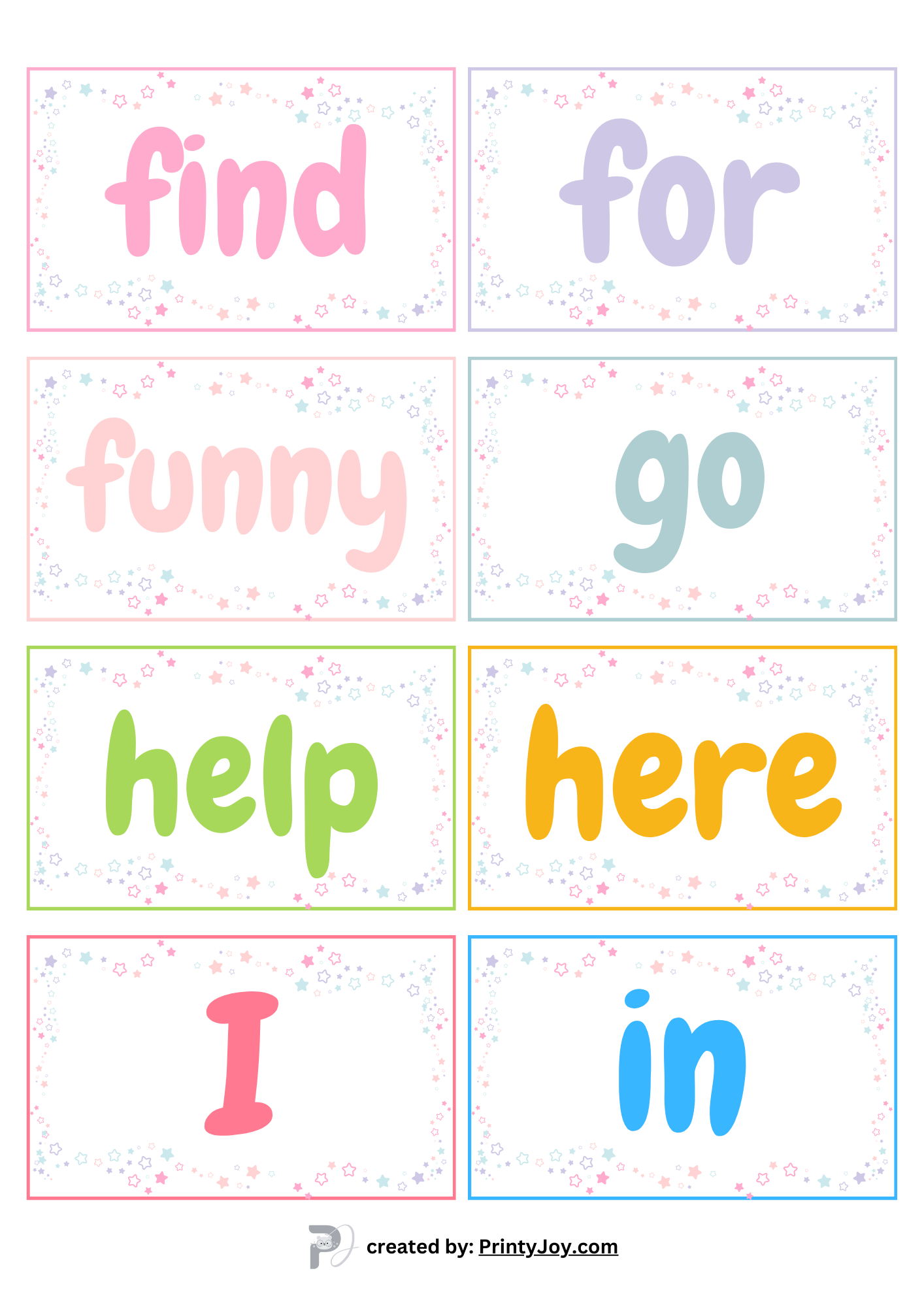Pre primer sight words flashcards free