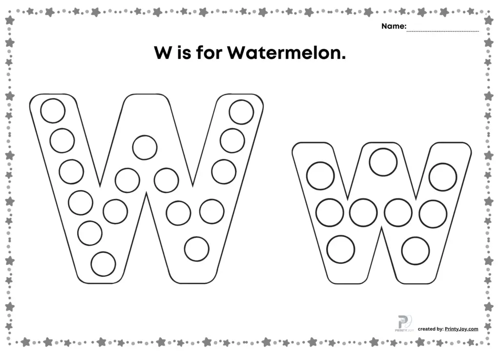 Dot marker letter W worksheets pdf