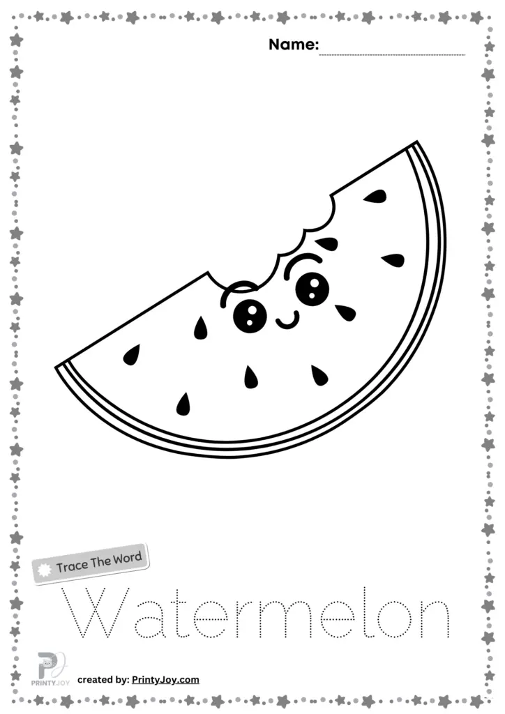 Watermelon Coloring Page Free, Fruits Tracing And Coloring Pages