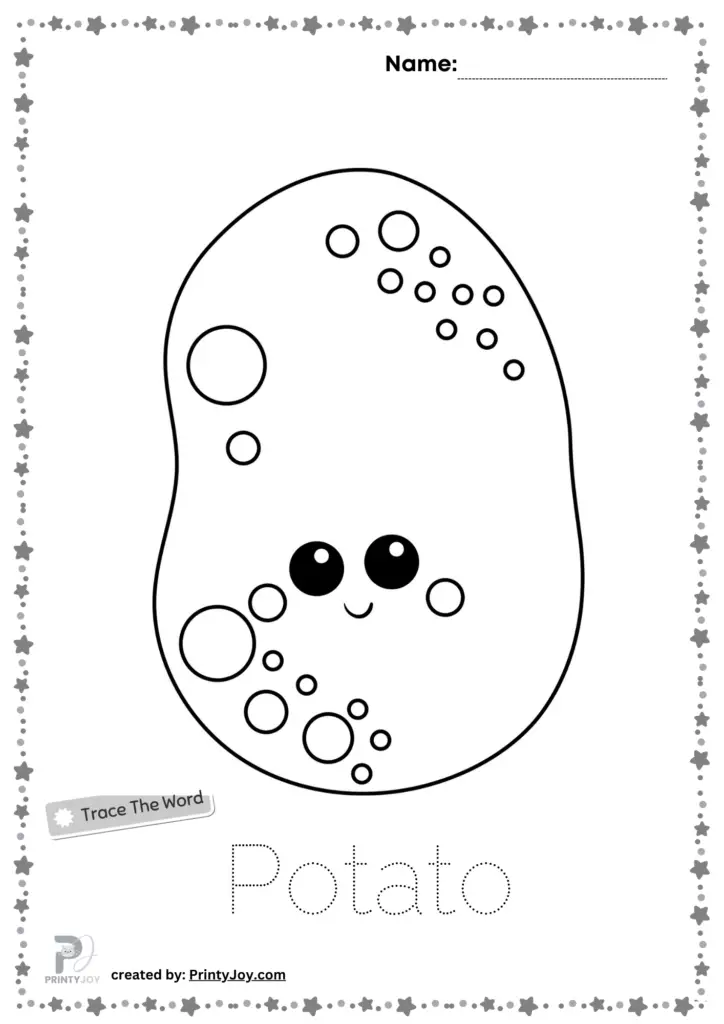 Potato Coloring Page Free, Vegetables Tracing And Coloring Pages