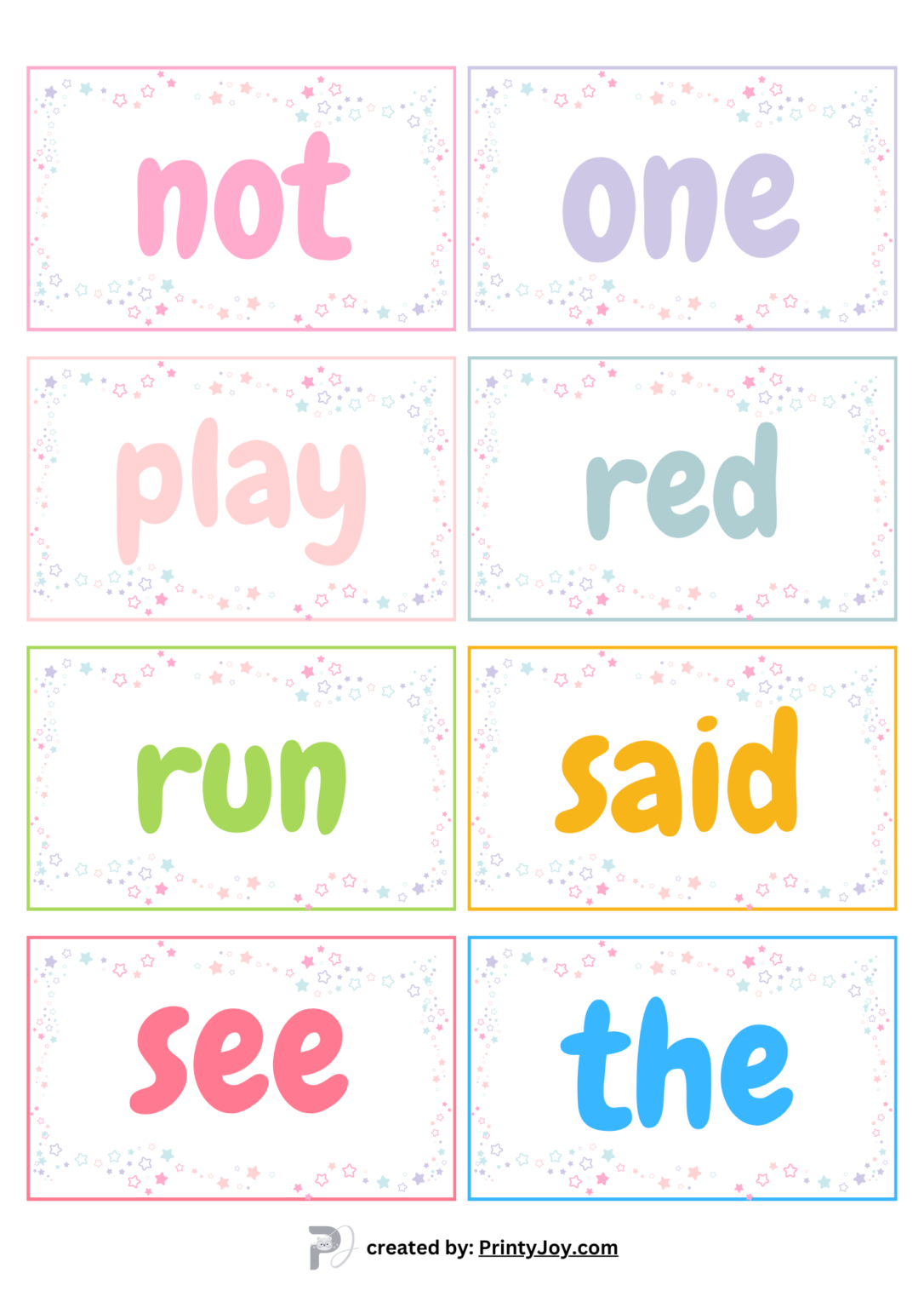 Pre Primer Sight Words FlashCards PDF