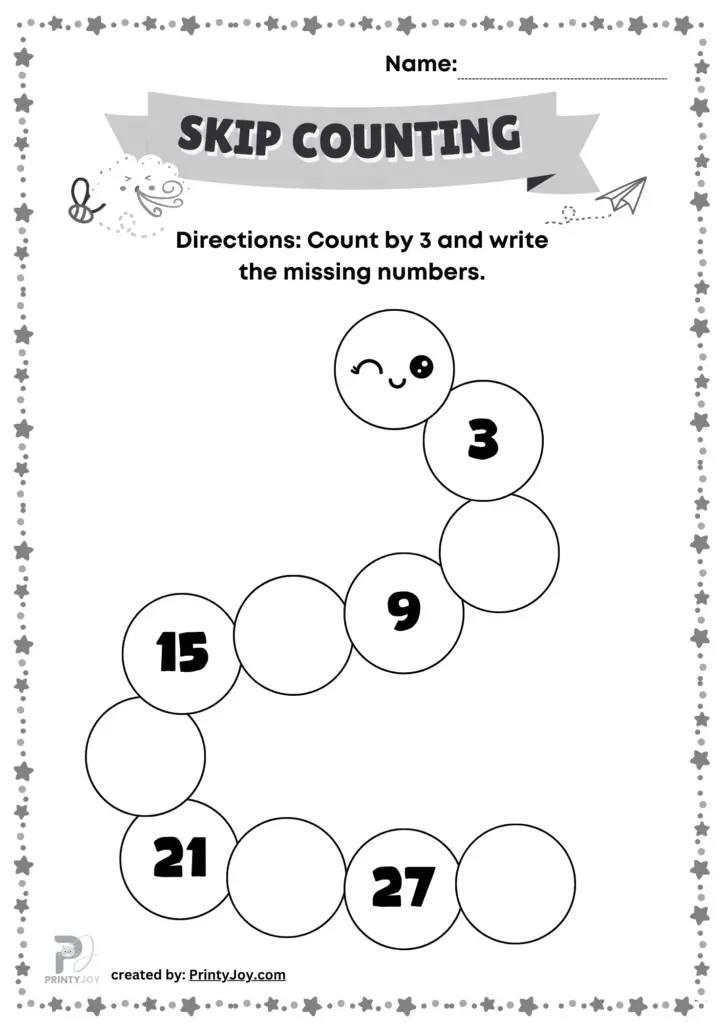 Skip counting by 3 free worksheets
