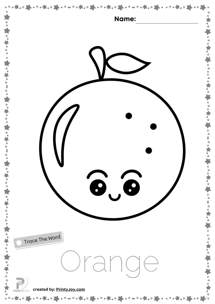 Orange Coloring Page Free, Fruits Tracing And Coloring Pages