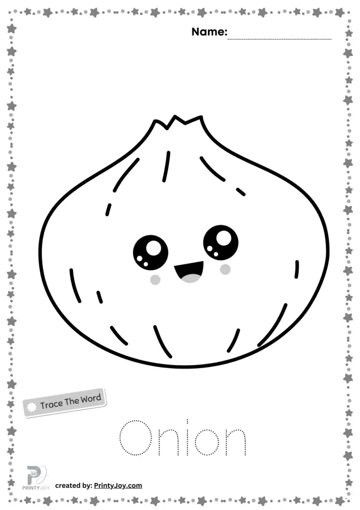 Onion Coloring Page Free, Vegetables Tracing And Coloring Pages