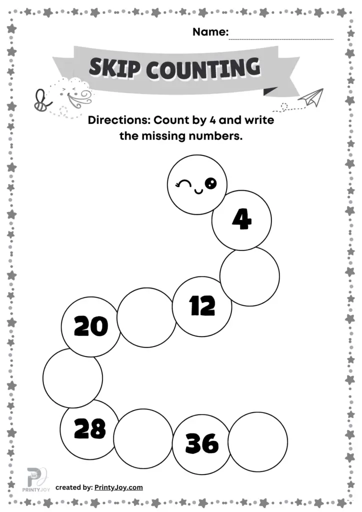Skip counting by 4 free worksheets