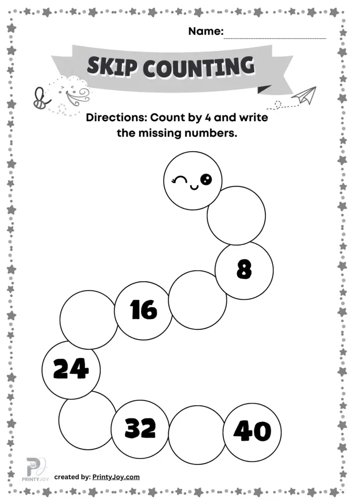Skip counting by 4 free worksheets