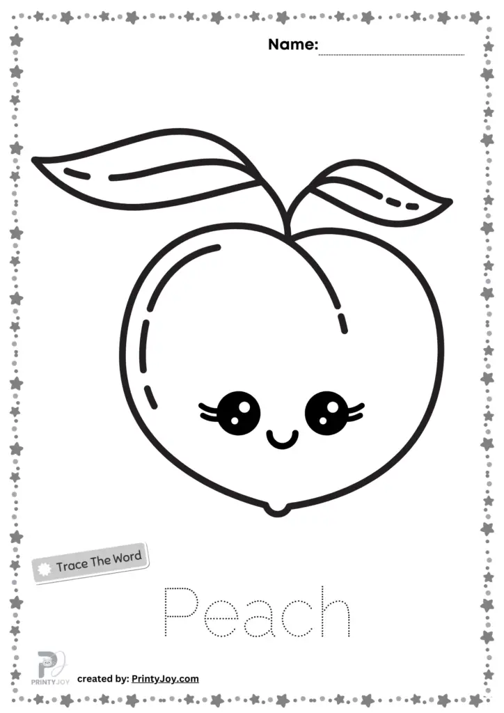 Peach Coloring Page Free, Fruits Tracing And Coloring Pages
