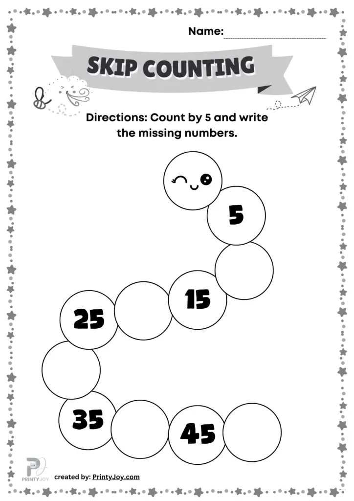 Skip counting by 5 free worksheets