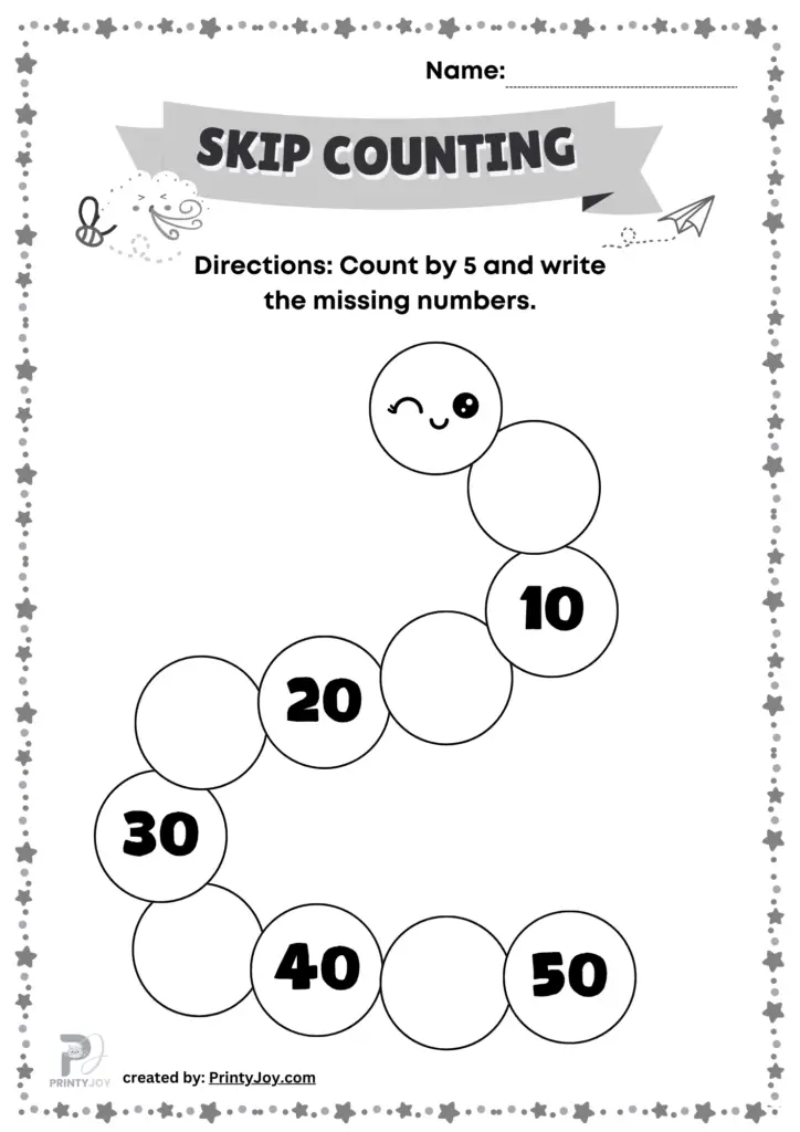 Skip counting by 5 free worksheets