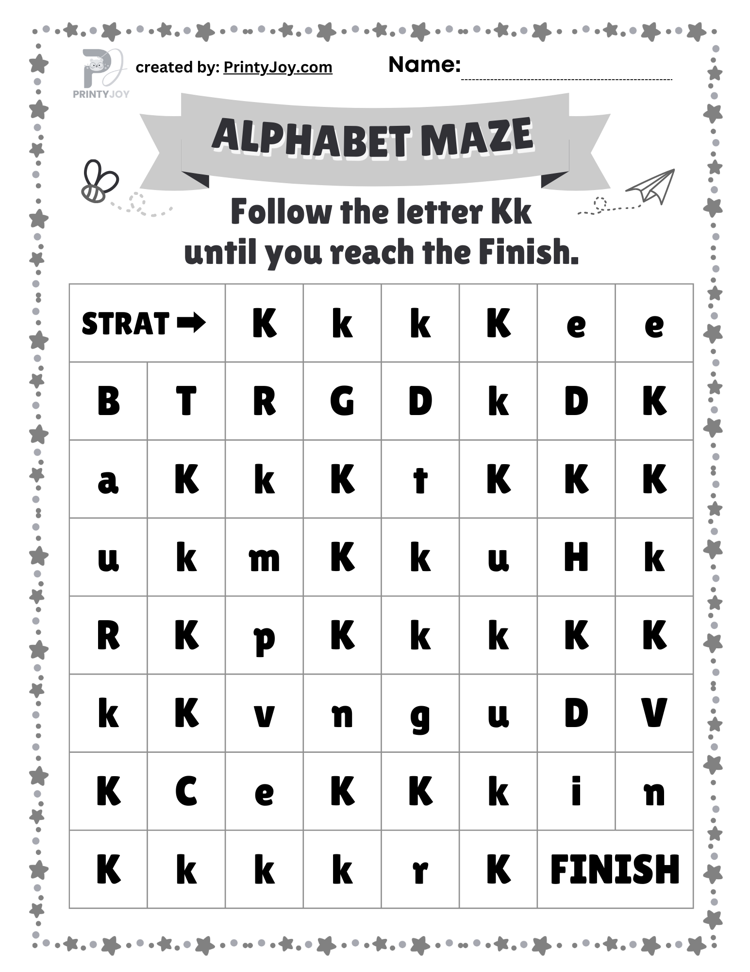 Alphabet Maze Worksheets For Kids Free Printables