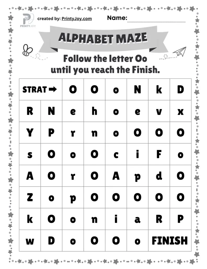 Alphabet Maze Worksheets For Kids Free Printables