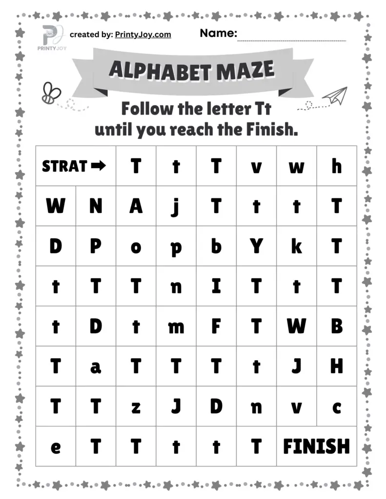 Free alphabet maze worksheets free printables pdf