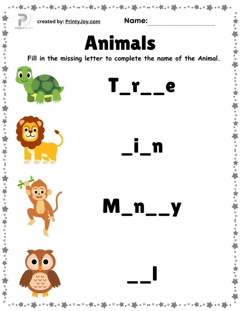 Animals Worksheets For Kids Activities