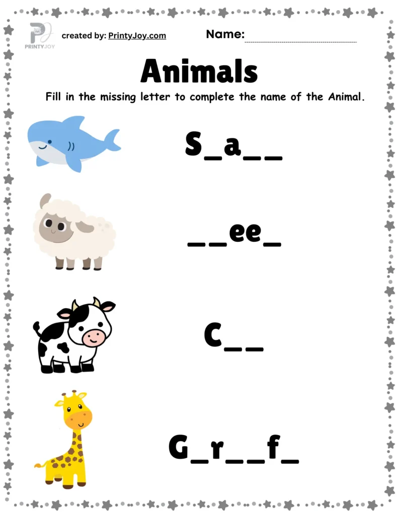 Animals Worksheets For Kids Activities