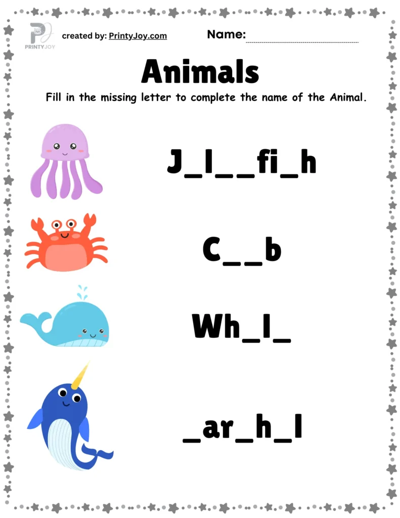 animals worksheet kindergarten free printable