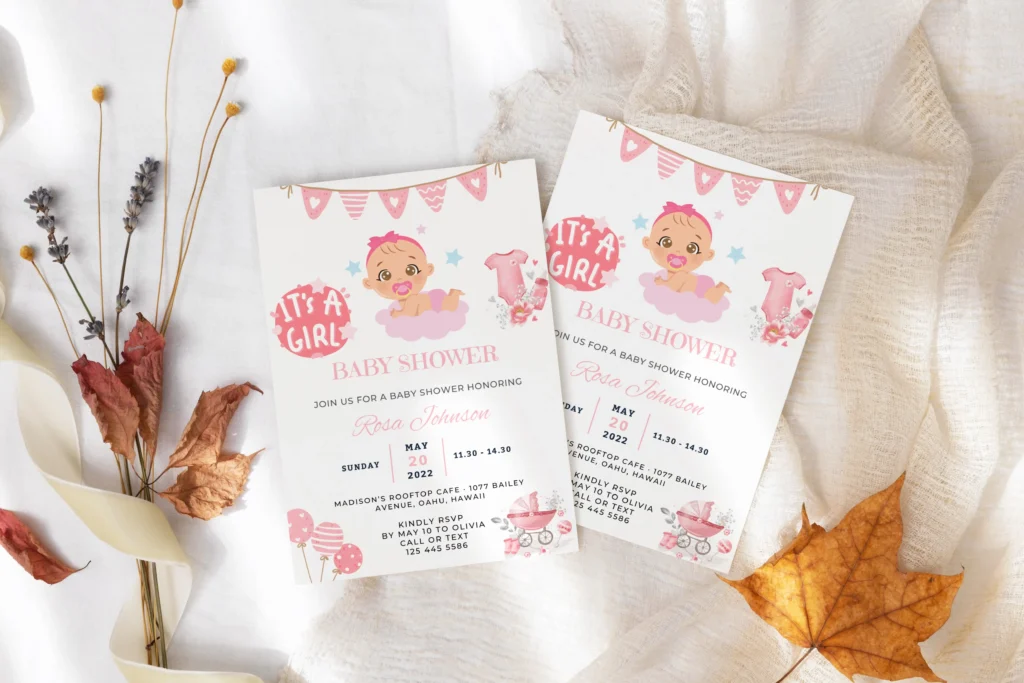 Baby Shower Girl Invitation Template Free