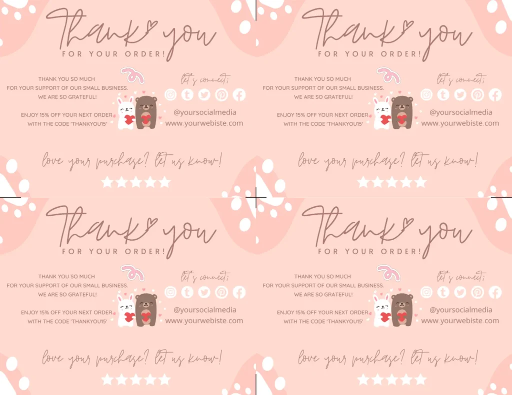 business thank you cards free printable