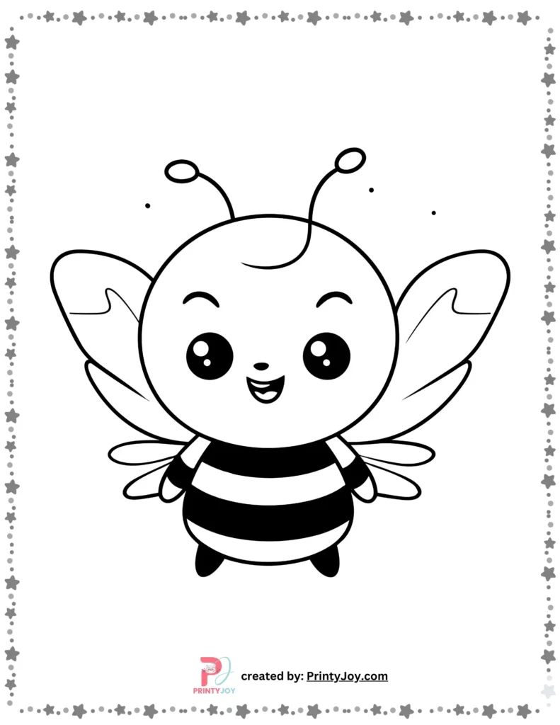 Cute bee coloring pdf free download