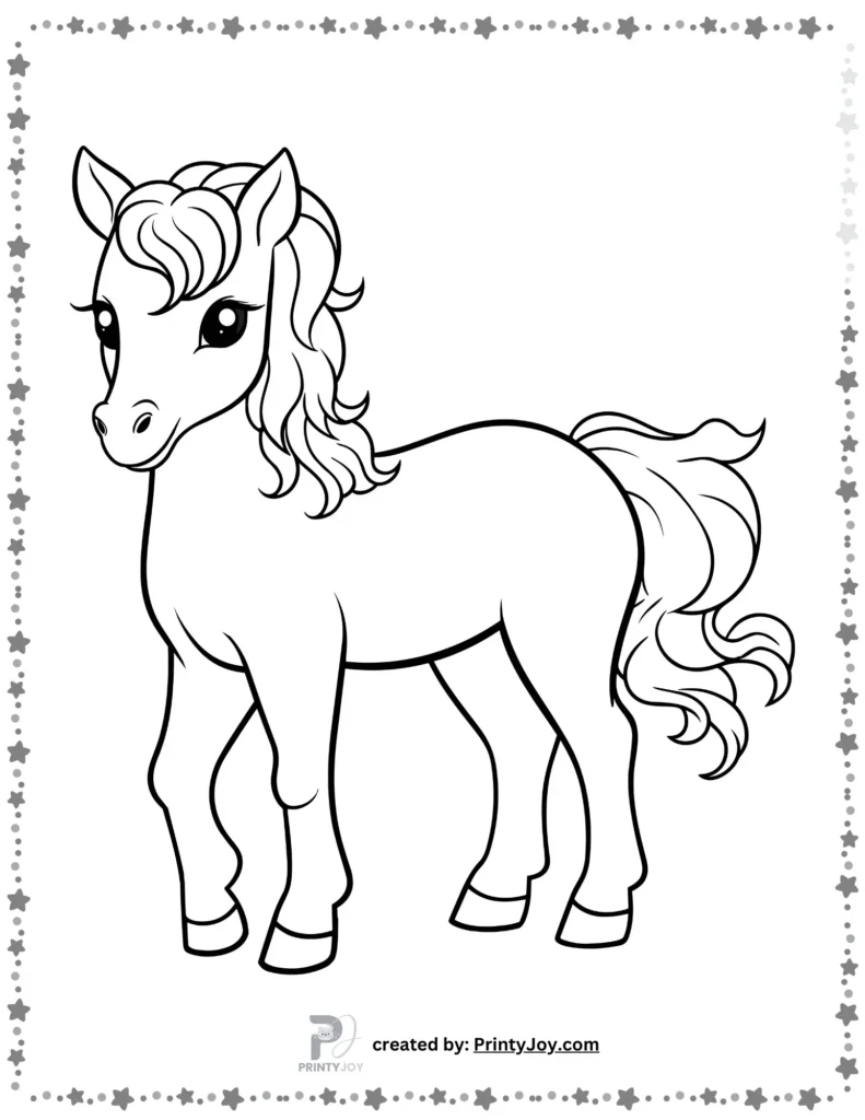 Simple horse coloring pdf free download