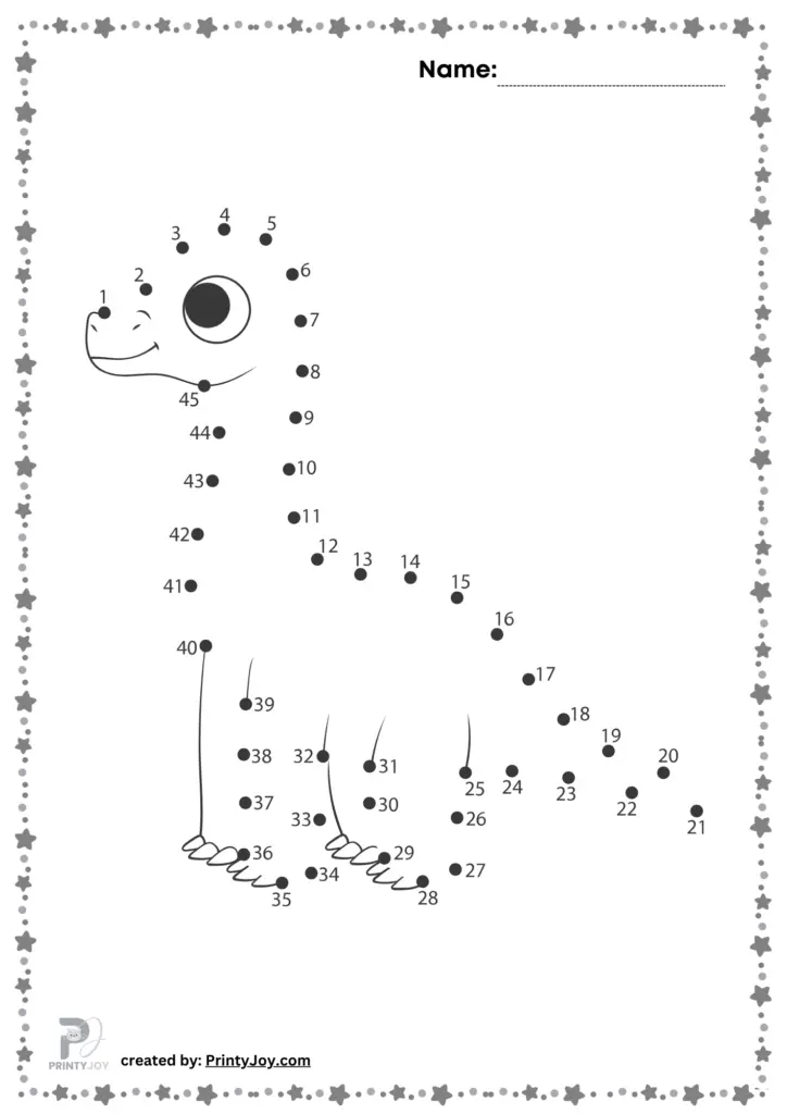 Dot to dot printable dinosaur for toddlers