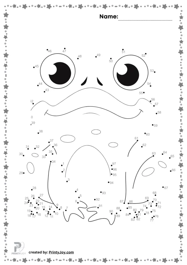 Dot to dot printable frog animals