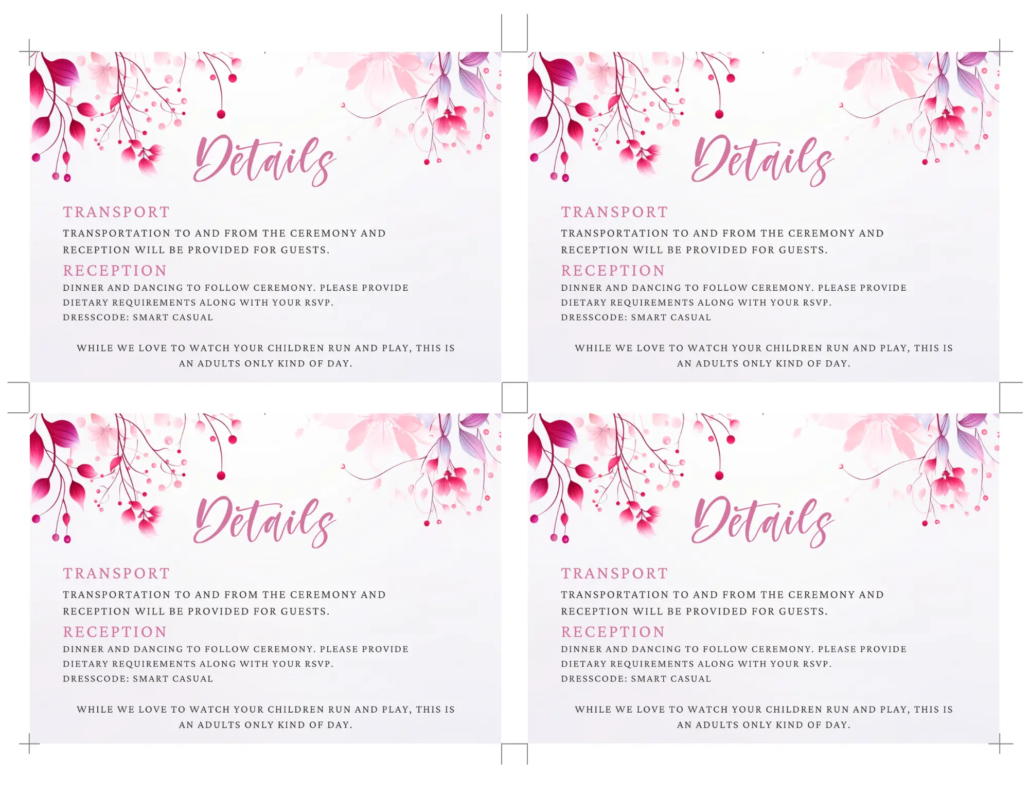 Floral Details Wedding Card Template Free