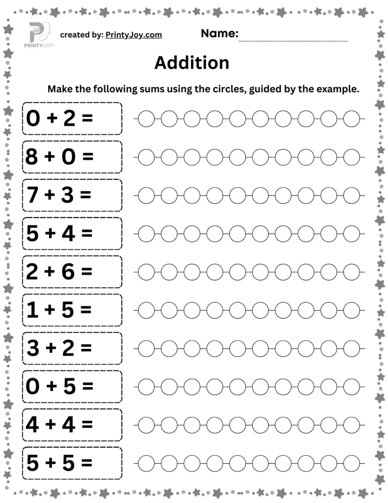 Free Addition Worksheets for Kindergarten