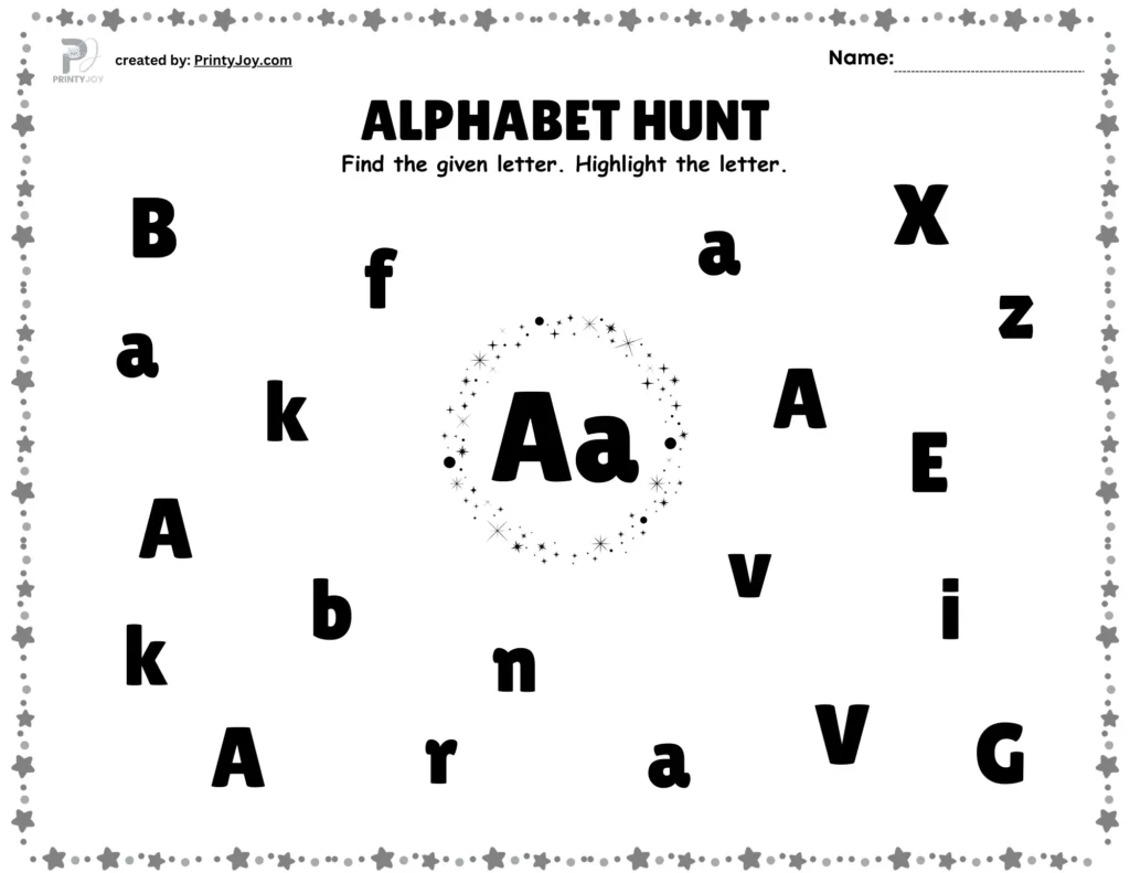 Free Printable Alphabet Hunt Worksheets