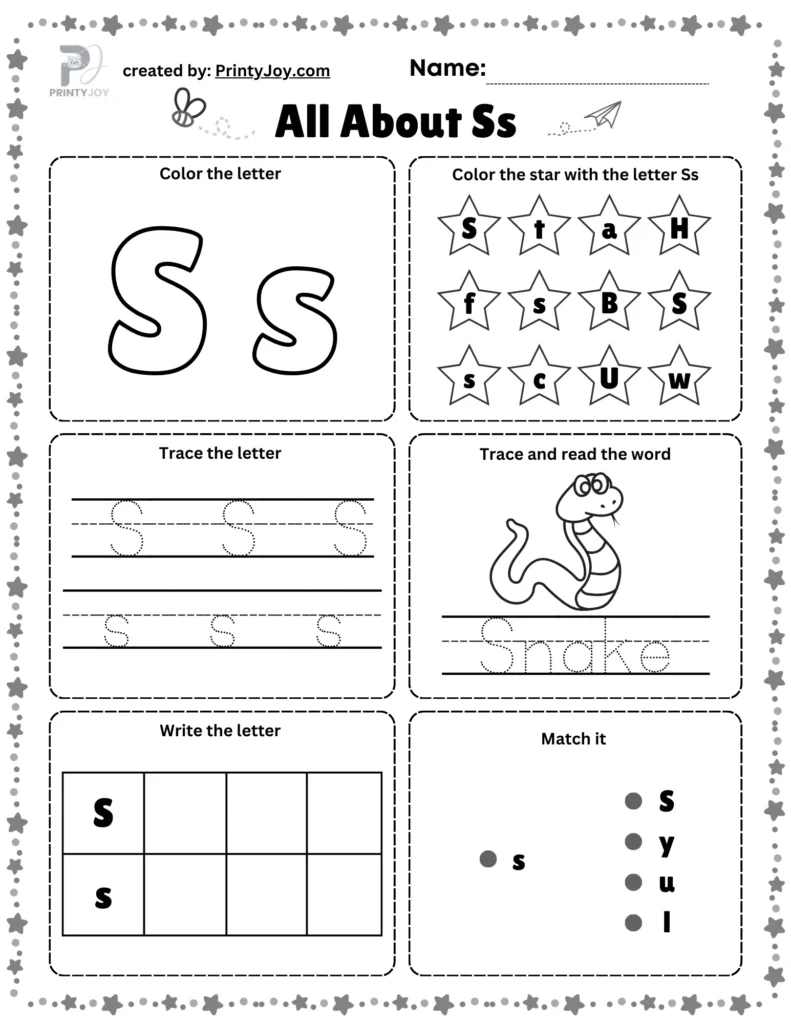 letter s worksheets for kindergarten