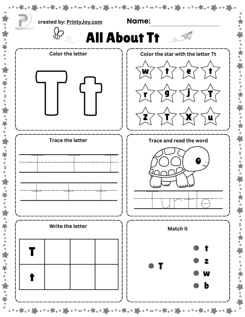 letter t worksheets for kindergarten