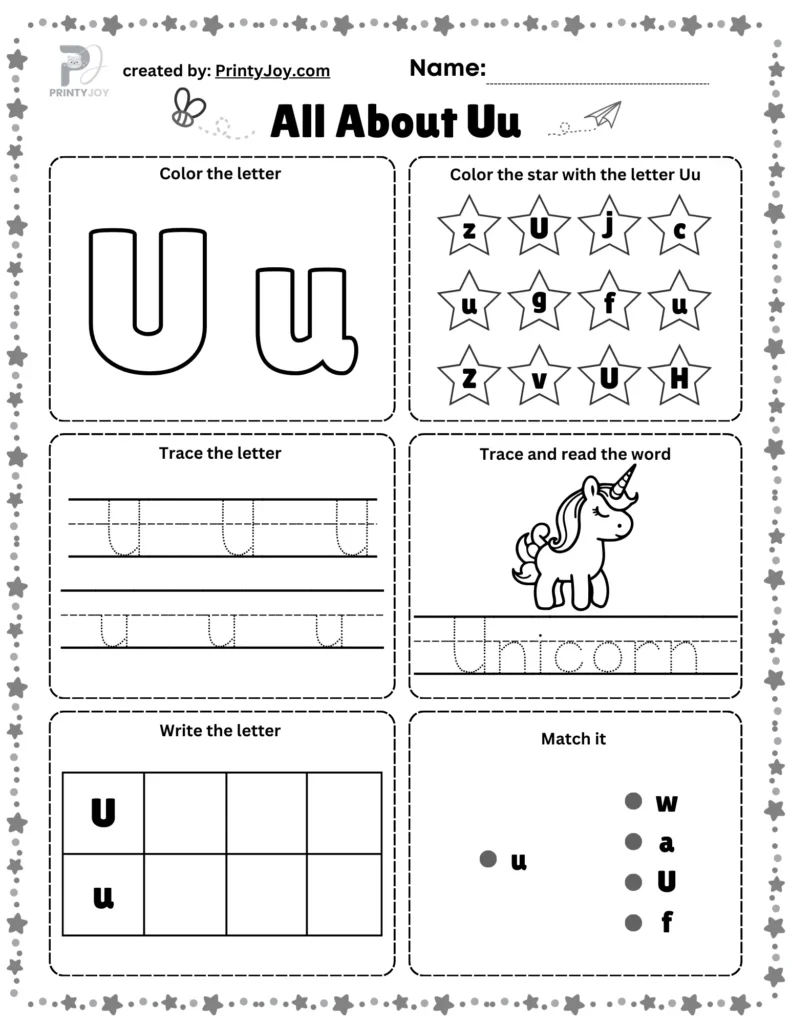 letter u worksheets for kindergarten