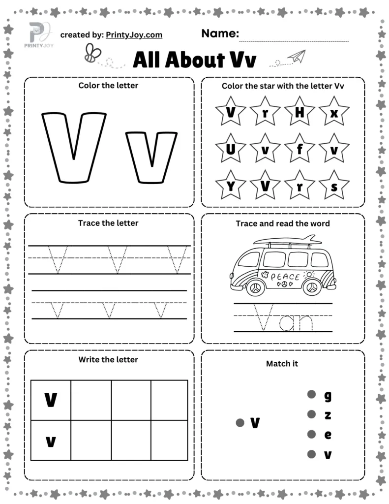 letter v worksheets for kindergarten