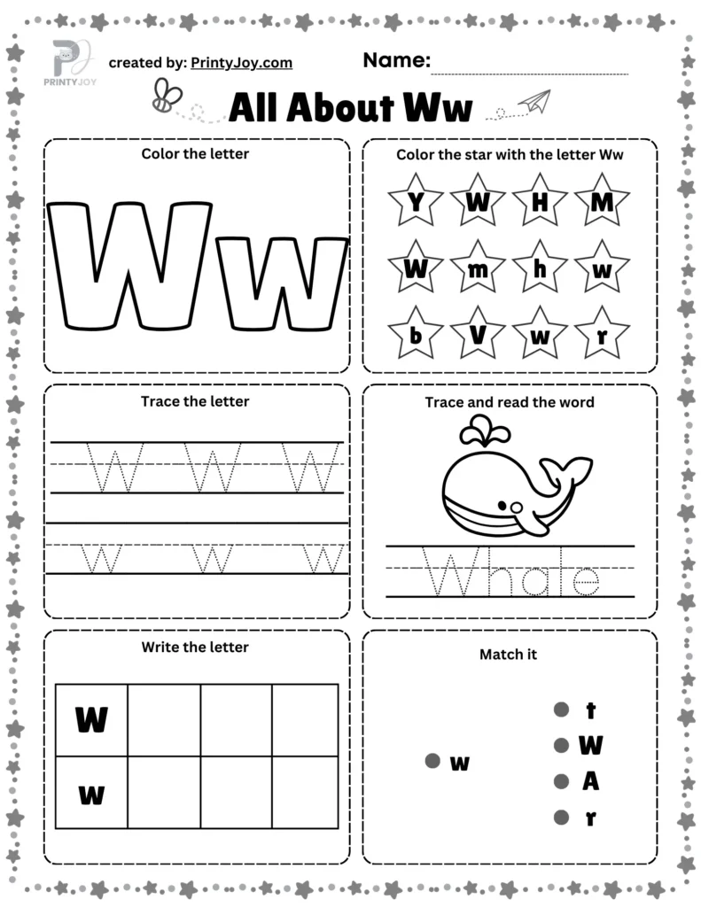 letter w worksheets for kindergarten