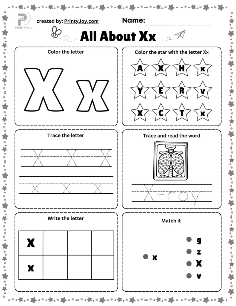 letter x worksheets for kindergarten