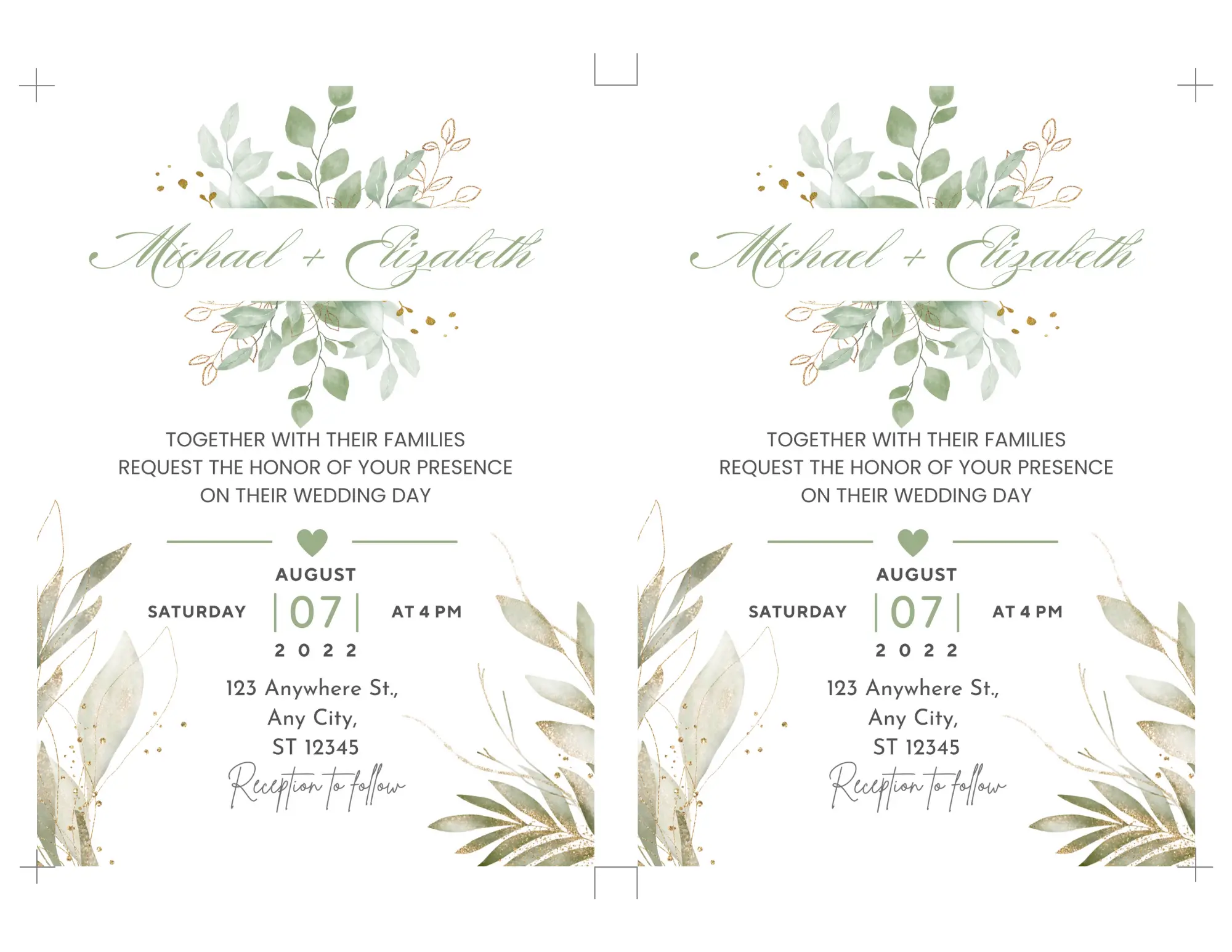 Greenery Wedding Invitation Template Free