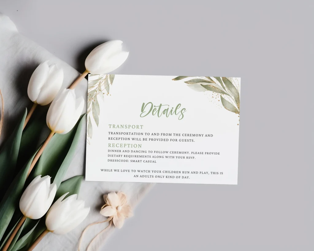 Modern Wedding Details Card Template Editable