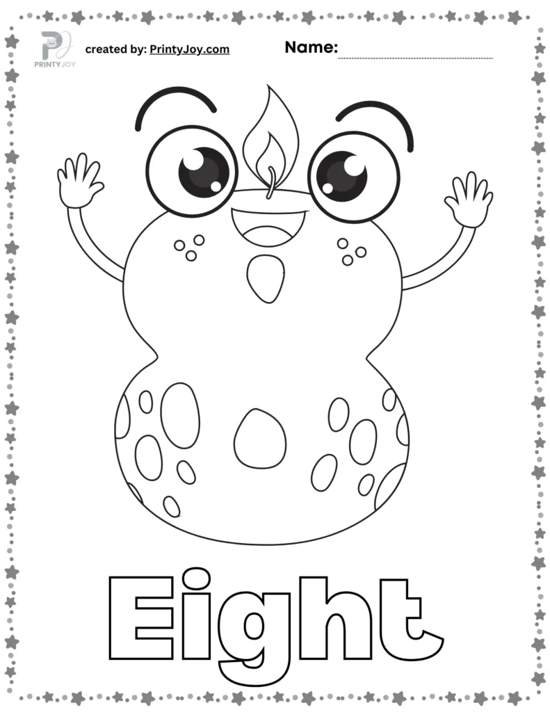 Number 8 coloring page for preschool pdf