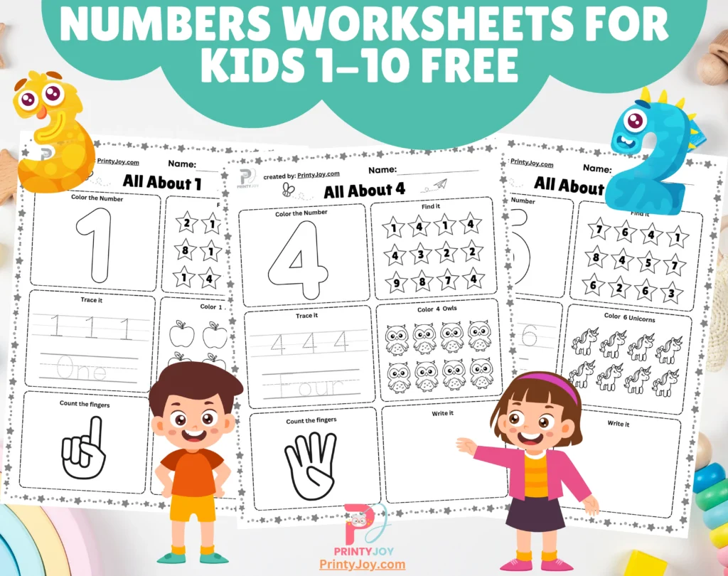 Numbers Worksheets For Kids 1-10 Free