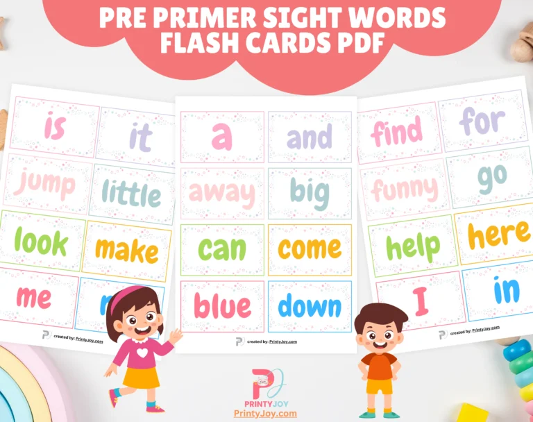 Pre Primer Sight Words Flash Cards PDF