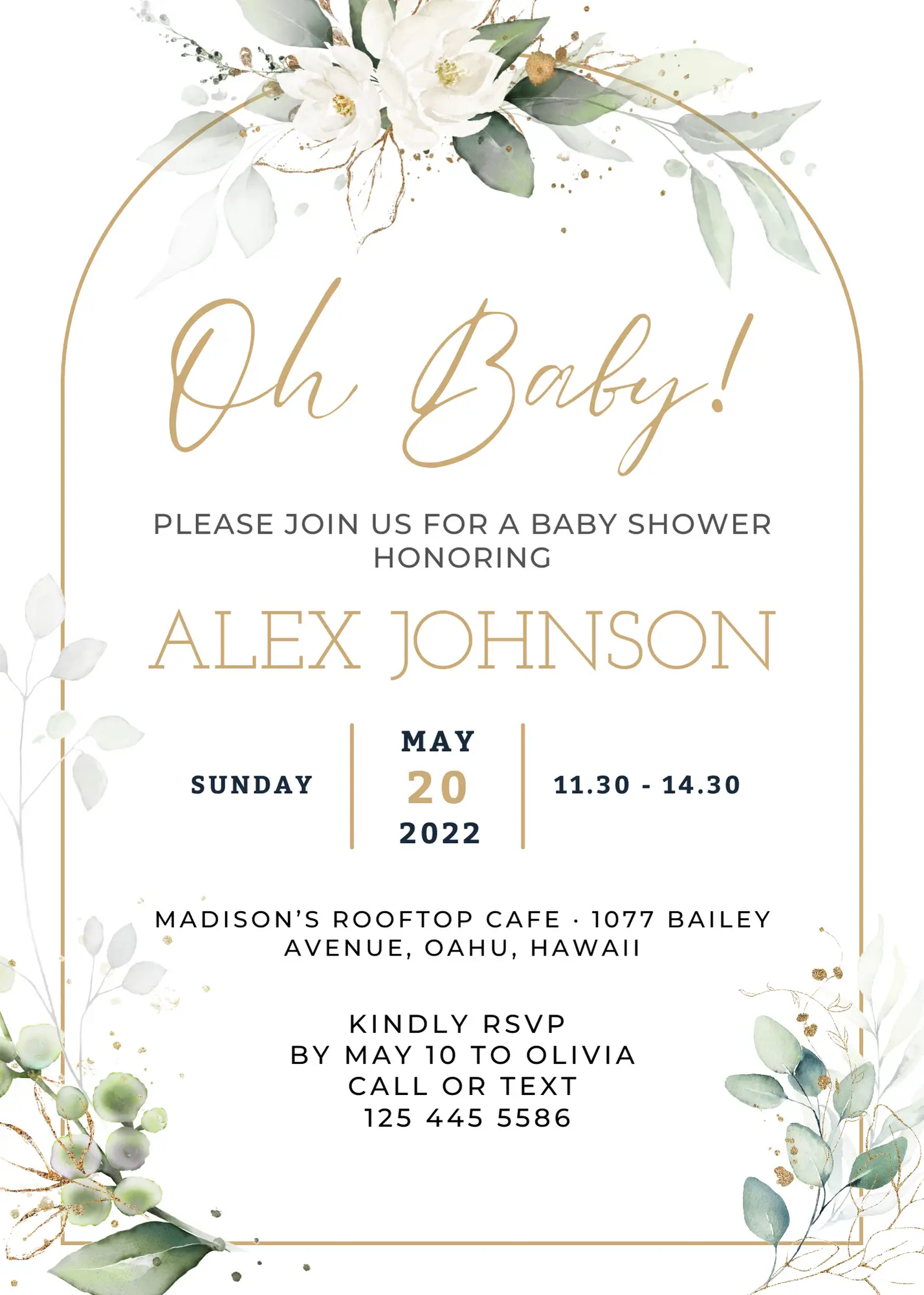 Greenery Baby Shower Invitation Free Online