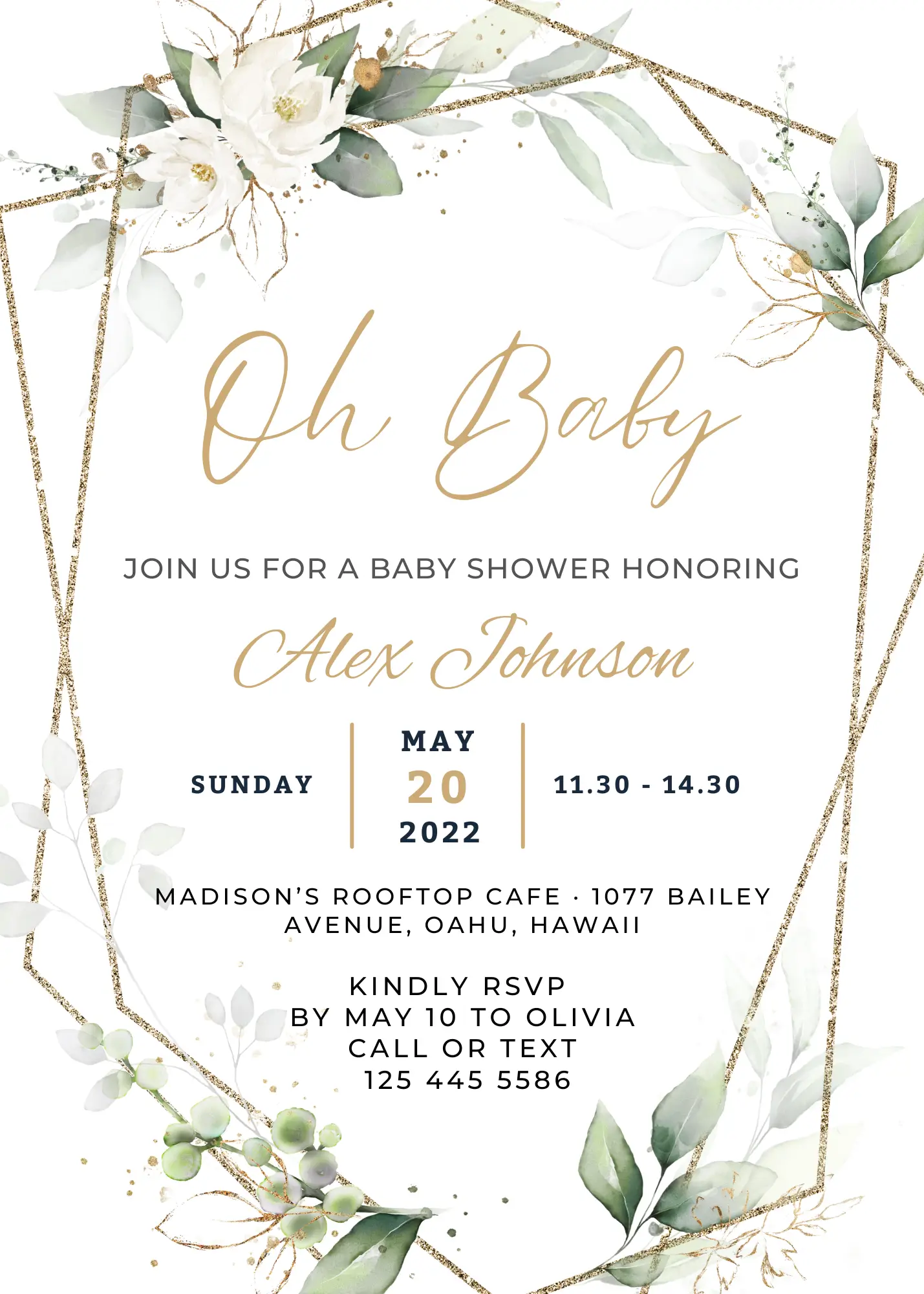 Printable Greenery Baby Shower Invitation Free