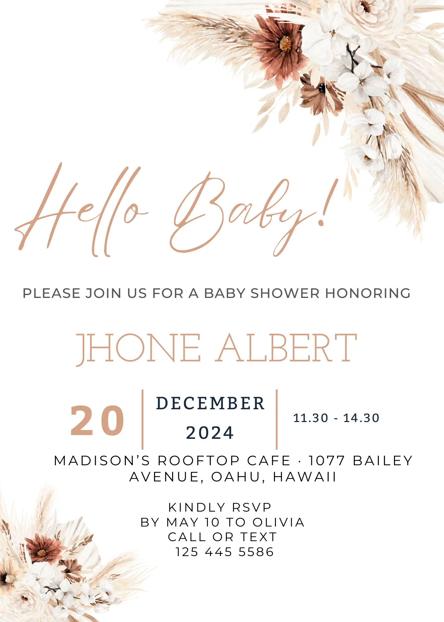 Boho Baby Shower Invitation Template Free