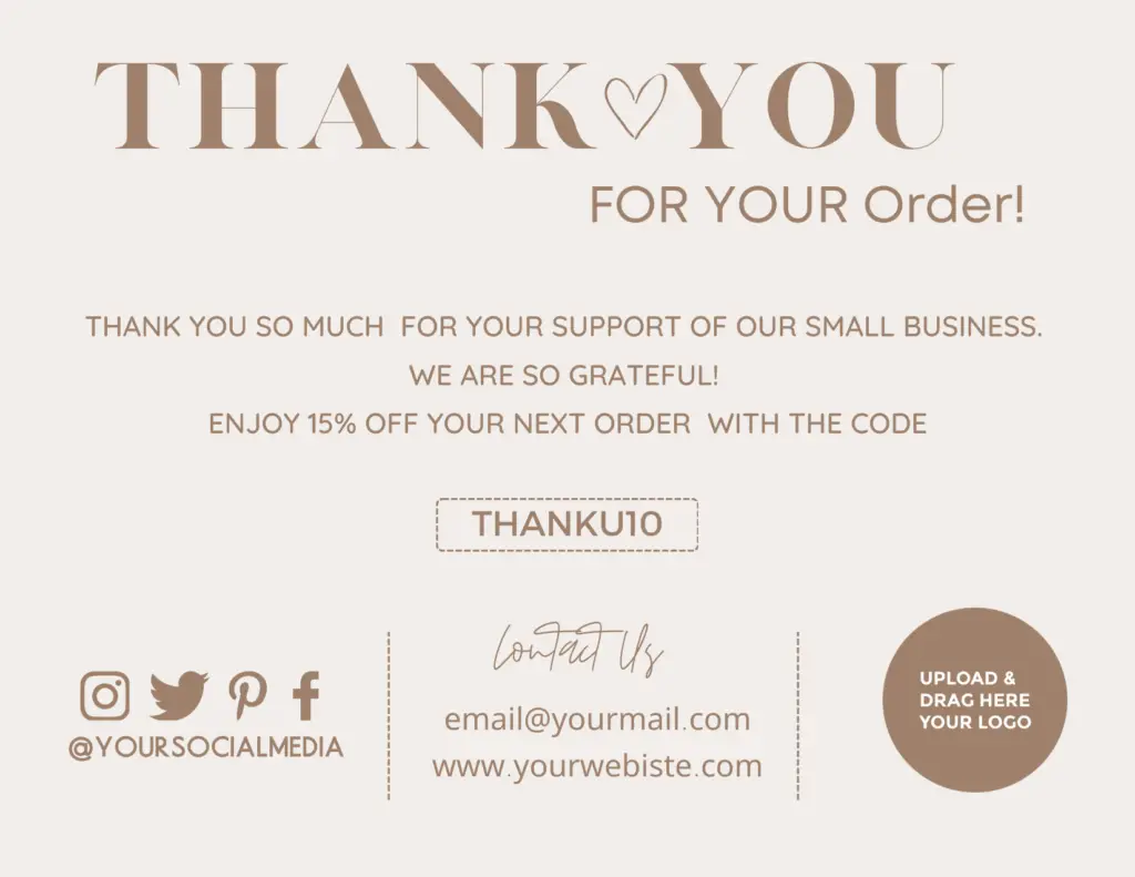 Thank You For Your Order Card Printable