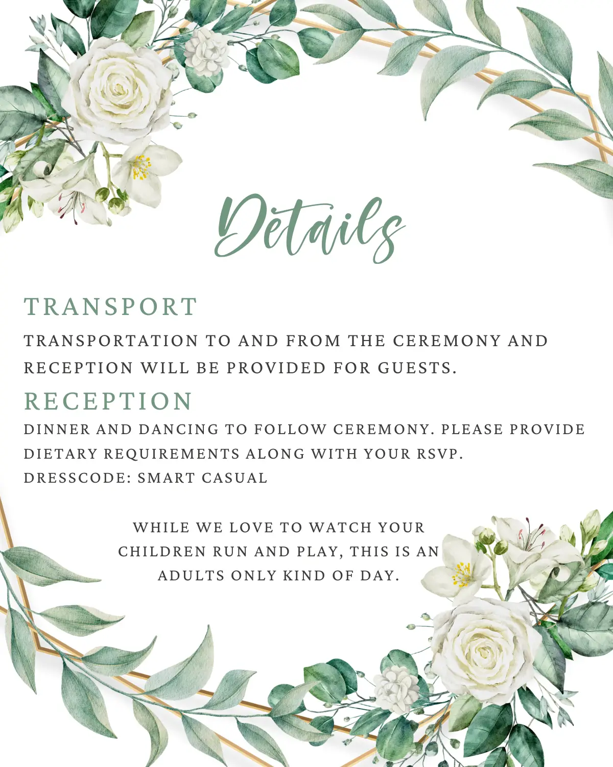 Free Details Card Wedding Invitation Template